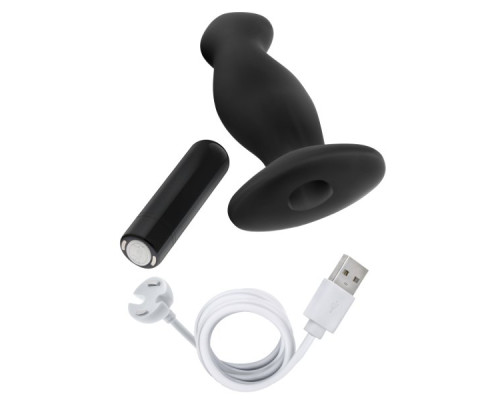 Черный анальный вибромассажёр Silicone Vibrating Prostate Massager 02 - 10,8 см.