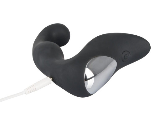 Черный перезаряжаемый стимулятор простаты с вибрацией - 14,6 см.