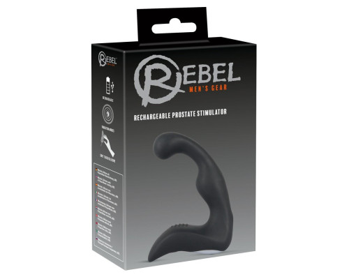 Черный перезаряжаемый стимулятор простаты с вибрацией - 14,6 см.