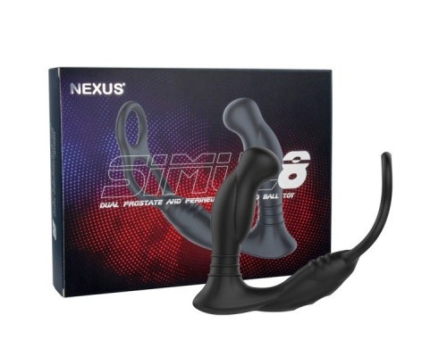 Черная анальная пробка NEXUS SIMUL8 с фиксацией на теле кольцами