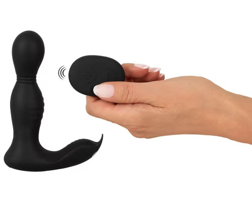 Черная анальная пробка с вибрацией, вращением и пультом ДУ RC Butt Plug with 2 Functions