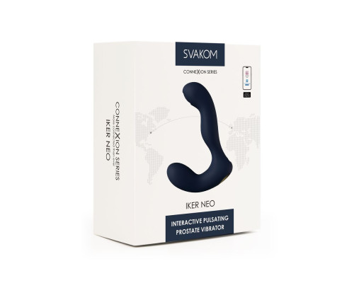 Темно-синий вибромассажер простаты с пульсацией Iker Neo