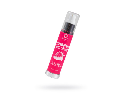 Массажное масло 2-в-1 с разогревающим эффектом и вкусом клубники со сливками - 50 мл.