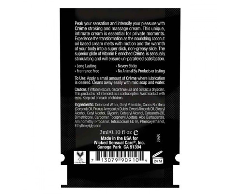 Крем для массажа и мастурбации Wicked Stroking and Massage Creme - 3 мл.
