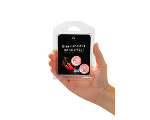 Набор из 2 шариков с массажным маслом Brazilian Balls с тройным эффектом