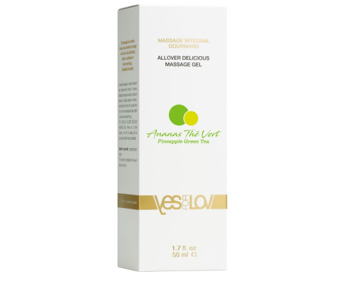 Универсальный массажный гель 3-в-1 Allover Delicious с ароматом ананаса и зеленого чая - 50 мл.