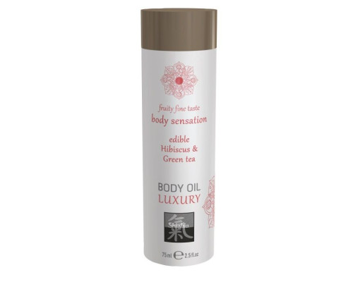Съедобное массажное масло с ароматом гибискуса и зеленого чая - 75 мл.