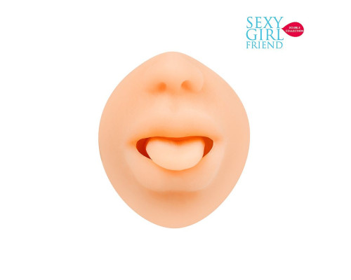 Телесный мастурбатор-ротик с высунутым язычком