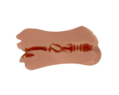 Темно-бежевый двусторонний мастурбатор Zoey - ротик и вагина