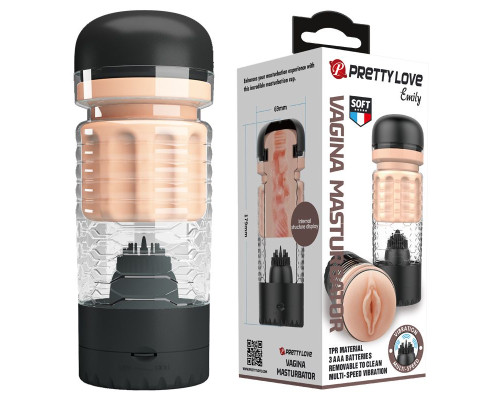 Вибромастурбатор-вагина Emily в черной колбе