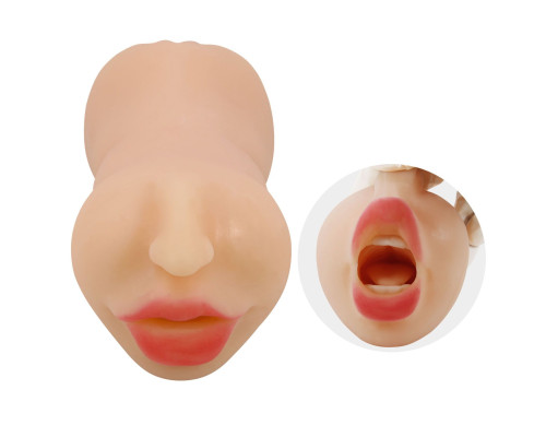 Телесный двусторонний мастурбатор Zoey - ротик и вагина