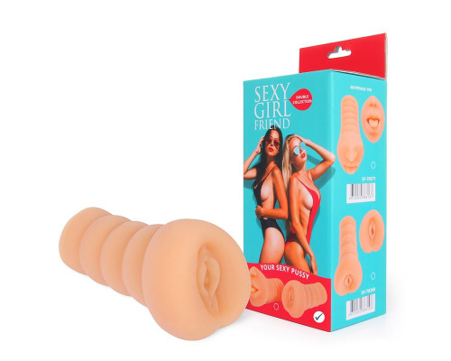 Мастурбатор-вагина телесного цвета с бороздками на внешней части