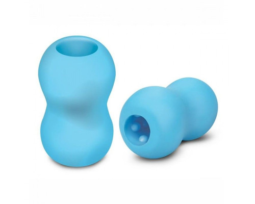Голубой двусторонний мастурбатор MINI DOUBLE BUBBLE