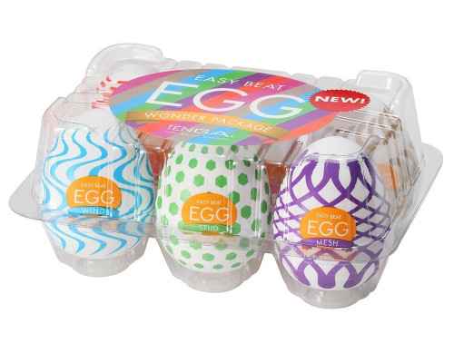 Набор из 6 мастурбаторов Tenga EGG IV с различным рельефом