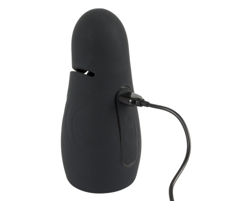 Черный силиконовый вибромастурбатор с нагревом Masturbator with 2 Functions