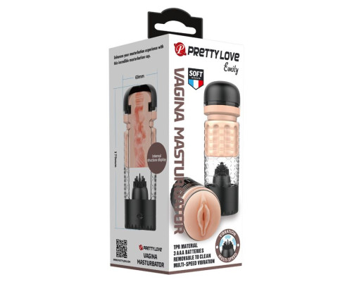 Вибромастурбатор-вагина Emily в черной колбе