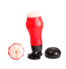 Красный мастурбатор-вагина Flora с присоской в основании