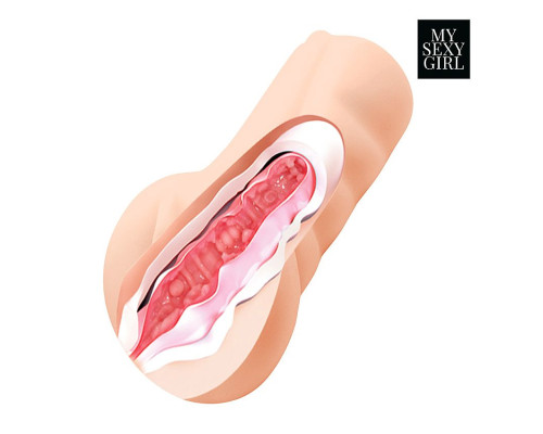 Реалистичный мастурбатор-вагина с рельефной внутренней поверхностью