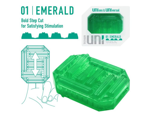 Зеленый мастурбатор-стимулятор Tenga Uni Emerald