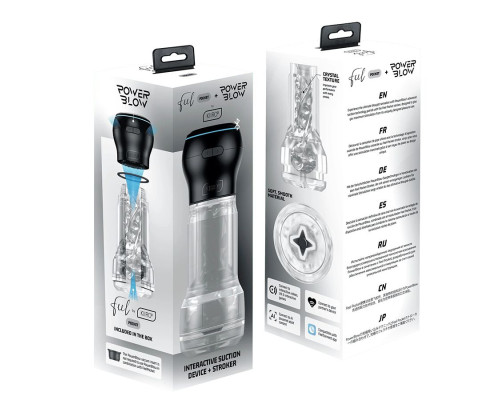 Набор PowerBlow   Feel Pocket Stroker Crystal: мастурбатор и интерактивная насадка