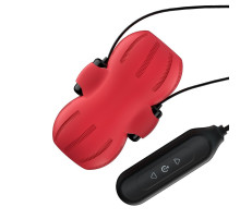 Красный тугой мастурбатор с вибропулями  и пультом