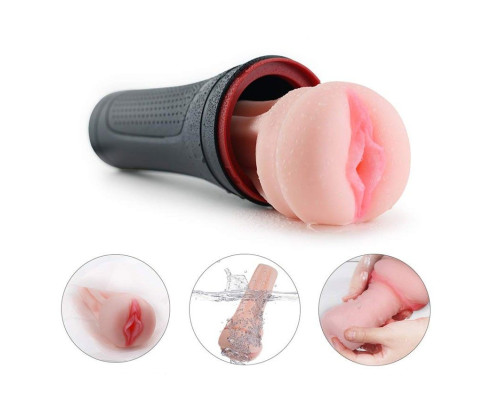 Черный мастурбатор-вагина с вибропулей и пультом ДУ