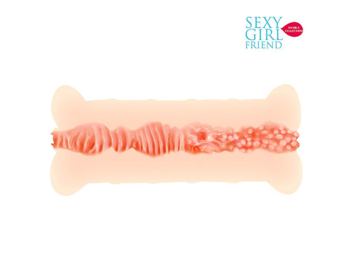 Телесный вибромастурбатор-вагина с комплектом эрекционных колец