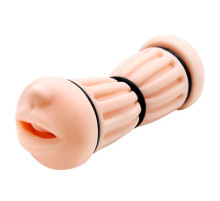 Телесный двусторонний мастурбатор Nancy - ротик и вагина