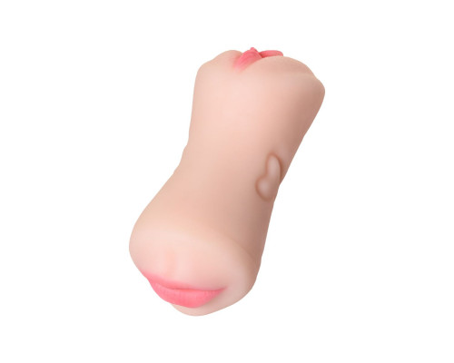 Телесный двусторонний мастурбатор Pretty Mouth - ротик и вагина