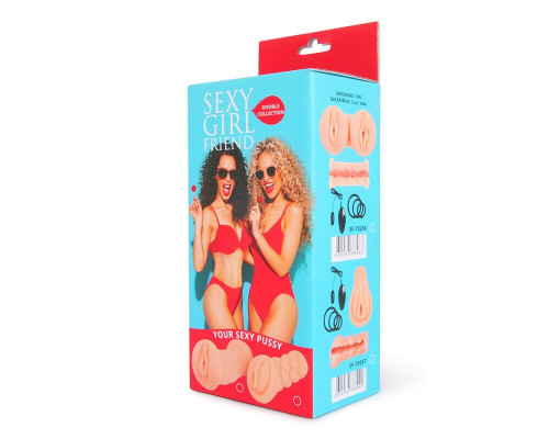 Телесный вибромастурбатор-вагина с комплектом эрекционных колец