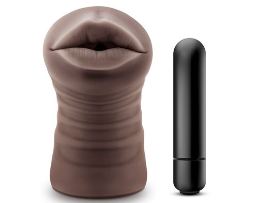 Коричневый мастурбатор-ротик Heather