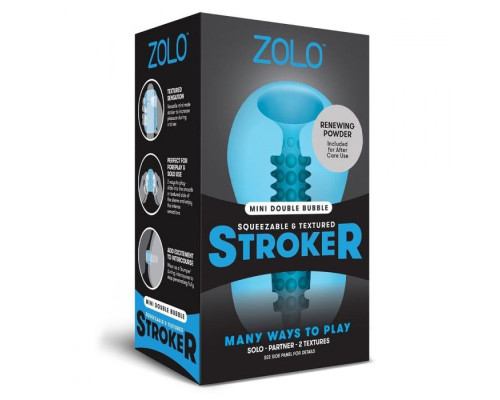 Голубой двусторонний мастурбатор MINI DOUBLE BUBBLE