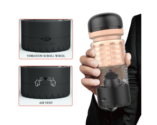 Вибромастурбатор-вагина Emily в черной колбе