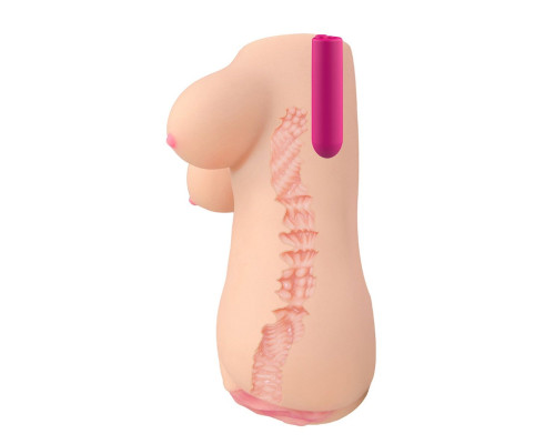 Телесный вибромастурбатор-вагина Clara OnaHole с имитацией груди