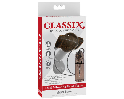Дымчатый вибростимулятор головки пениса Dual Vibrating Head Teaser