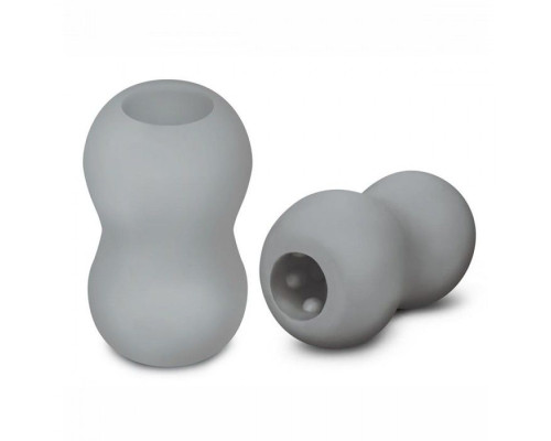 Серый двусторонний мастурбатор MINI DOUBLE BUBBLE