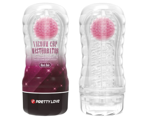 Прозрачный текстурированный мастурбатор Vacuum Cup Masturbator Black Hole