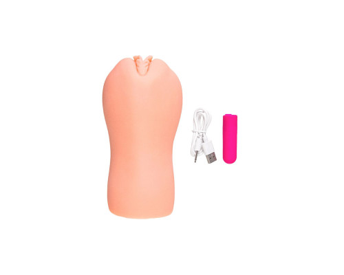 Телесный вибромастурбатор-вагина с рельефом Emily