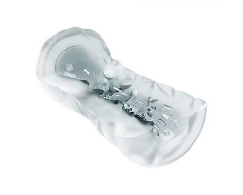 Прозрачный эластичный мастурбатор с голубым шариком