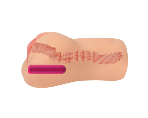 Телесный вибромастурбатор-вагина с рельефом Bellana