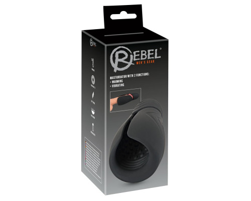 Черный силиконовый вибромастурбатор с нагревом Masturbator with 2 Functions