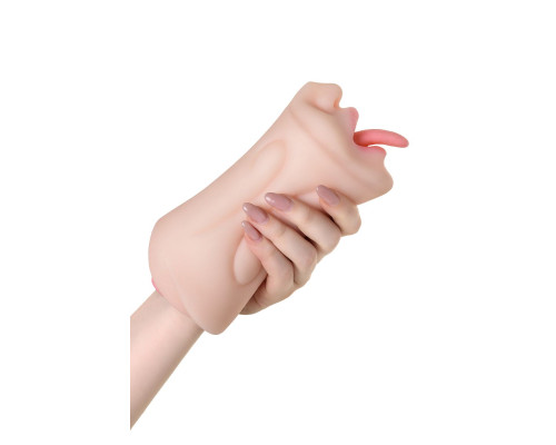 Телесный двусторонний мастурбатор Fruity Tongue - ротик и вагина