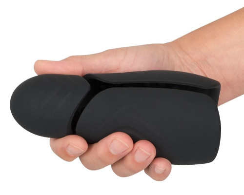 Черный силиконовый вибромастурбатор с нагревом Masturbator with 2 Functions