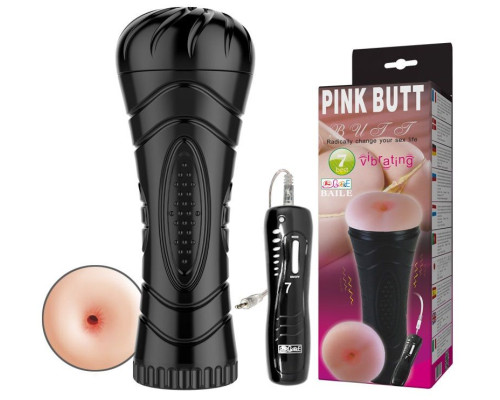 Мастурбатор-анус в колбе с 7 уровнями вибрации и выносным пультом Pink Butt