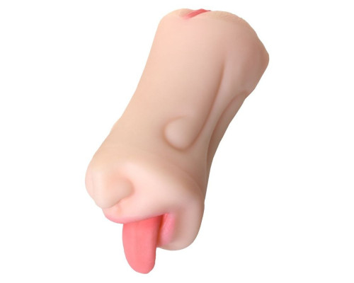 Телесный двусторонний мастурбатор Fruity Tongue - ротик и вагина