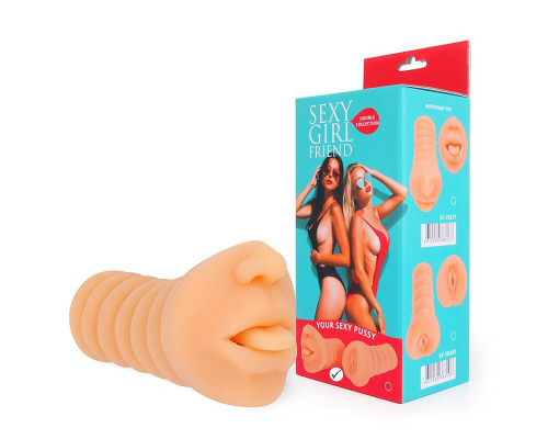 Телесный мастурбатор-ротик с высунутым язычком