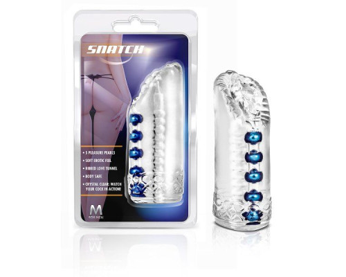 Прозрачный мастурбатор-вагина с 5 стимулирующими бусинами Snatch