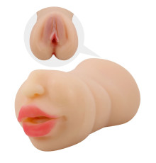 Телесный двусторонний мастурбатор Zoey - ротик и вагина