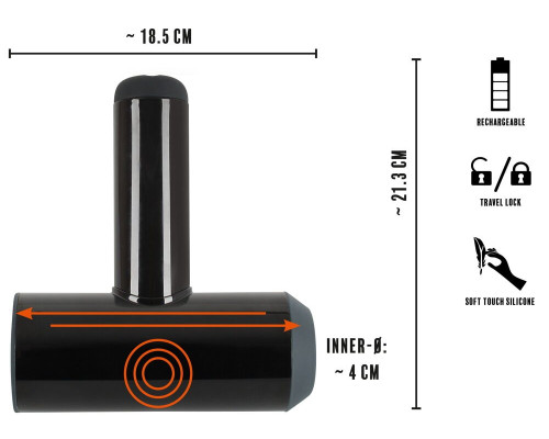 Черный мастурбатор с удобной ручкой Masturbator with 2 Functions