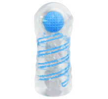 Прозрачный эластичный мастурбатор с голубым шариком